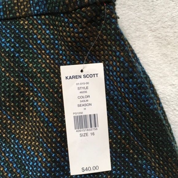 Karen Scott Brown Green Tweed A-line Bussines Preppy Skirt new - Picture 5 of 5